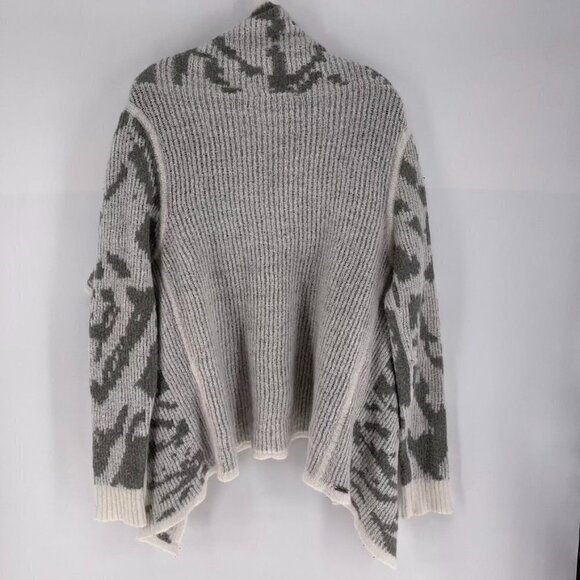 Prana Size M Gray White Reversible Alberta Open Front Waterfall Cardigan Sweater - Picture 4 of 5